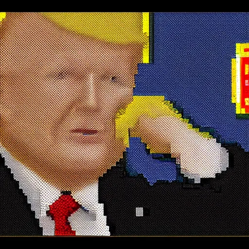 Image similar to pixel art of donald trump