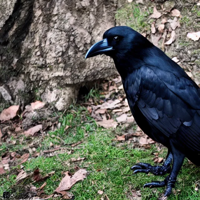 Prompt: a person wearing a fursuit of a crow fursona, fursona, furry convention, photograph, furry fandom, photorealistic,