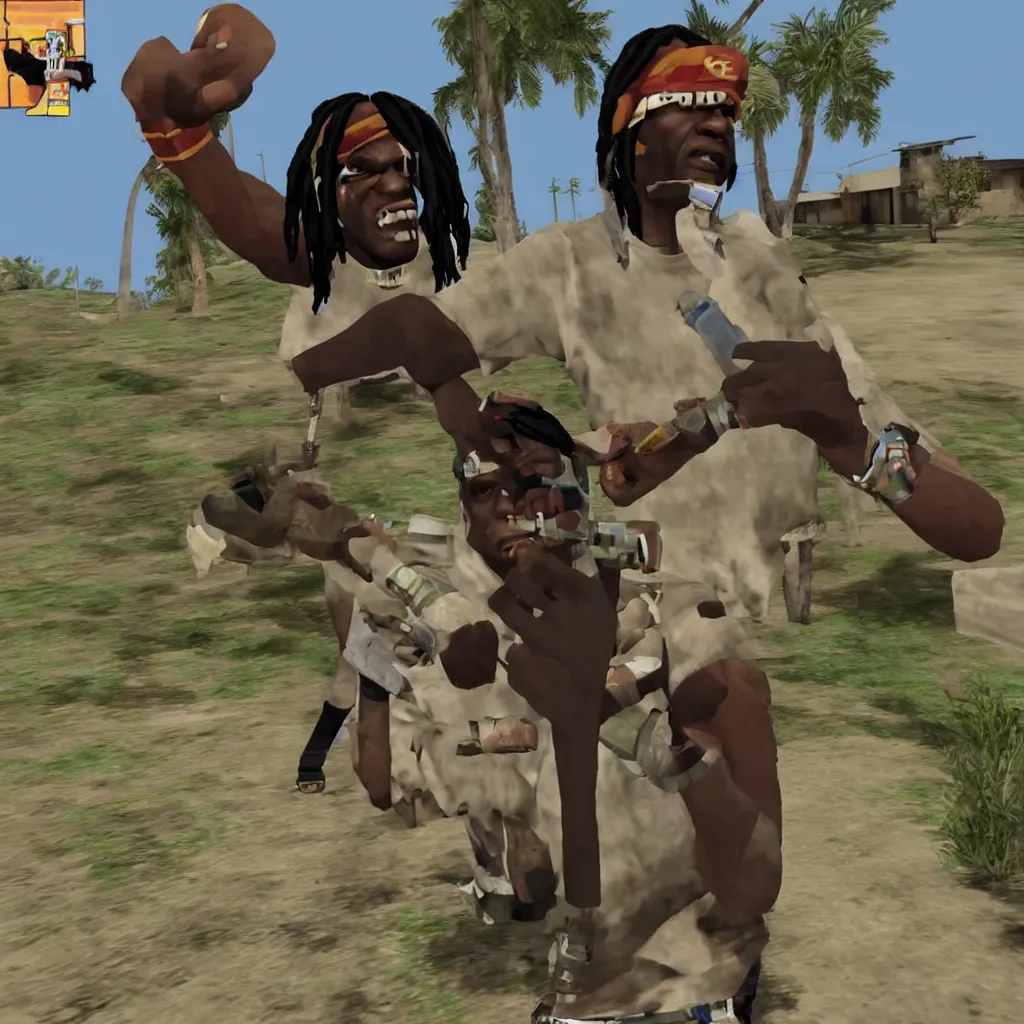 Image similar to Chief Keef as a GTA San Andreas character, screenshot from the game