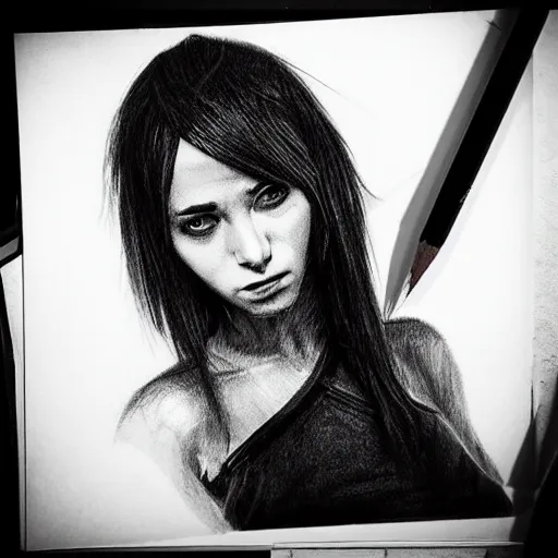 Prompt: “work in progress pencil sketch of a Cyberpunk girl, concept art, black and white, high contrast, hiperrealist, photorealist, artstation trending, deviantart”