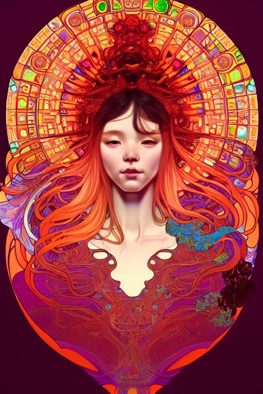 Prompt: psychedelic mushroom, highly detailed, digital painting, artstation, sharp focus, illustration, art by tan zi and ayanamikodon and alphonse mucha and wlop