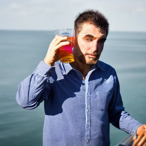 Image similar to confused man drinking water