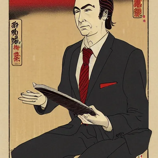 Prompt: Saul Goodman/Jimmy McGill Ukiyo-e highly detailed Edo Period