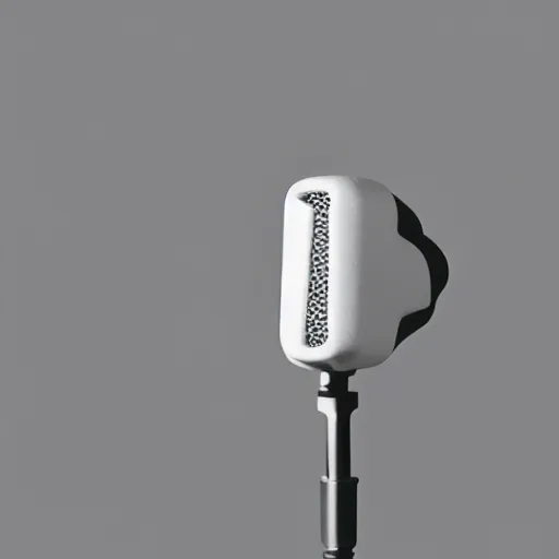 Image similar to a minimal logo of a seagull bird talking to a microphone at a podcast