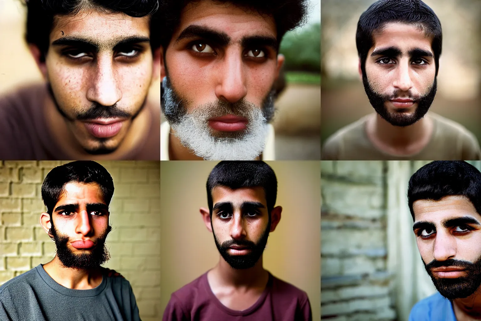 Prompt: portrait photograph of a intimidating handsome, confident, humble young adult persian half - jewishjoe penna | medium upturned eyes | slightly rectangular oval face | short, straight, black, neat hair | slightly narrow, medium length, slightly stub nubian nose | good skin | very short beard | taken by steve mccurry