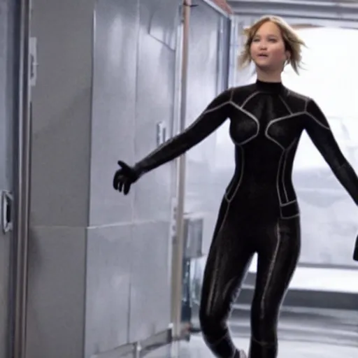 Prompt: Jennifer Lawrence as spidergirl, an film still, movie Hollywood