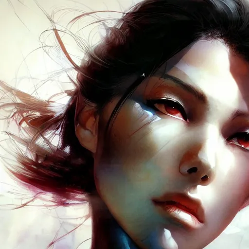 Image similar to crystal liu by peter andrew jones and akihiko yoshida, rule of thirds, seductive look, beautiful, realistic