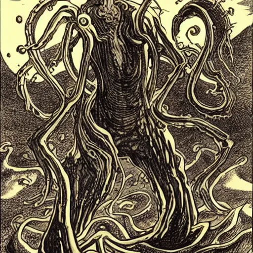 Prompt: hp lovecraft in love with an eldritch horror