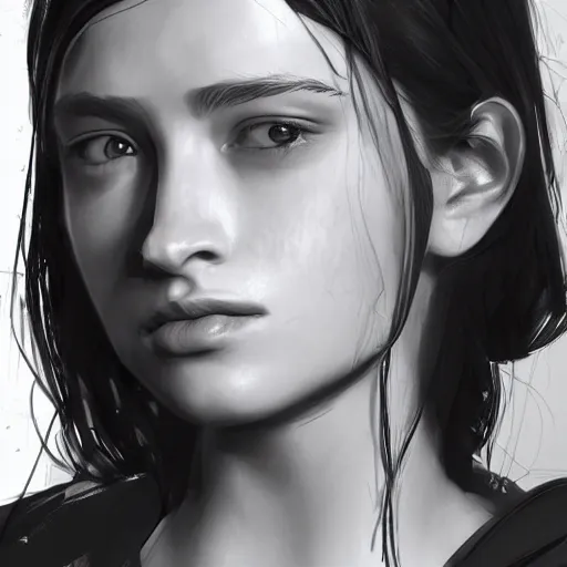 Image similar to artstation young woman, very detailed, , portrait, high contrast