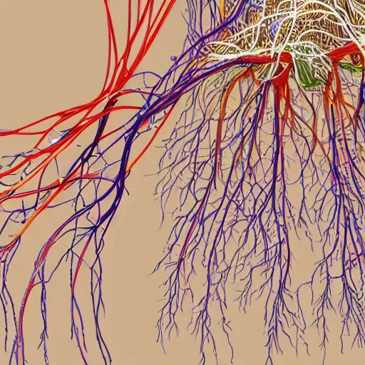 Prompt: A detailed map of the nervous system.