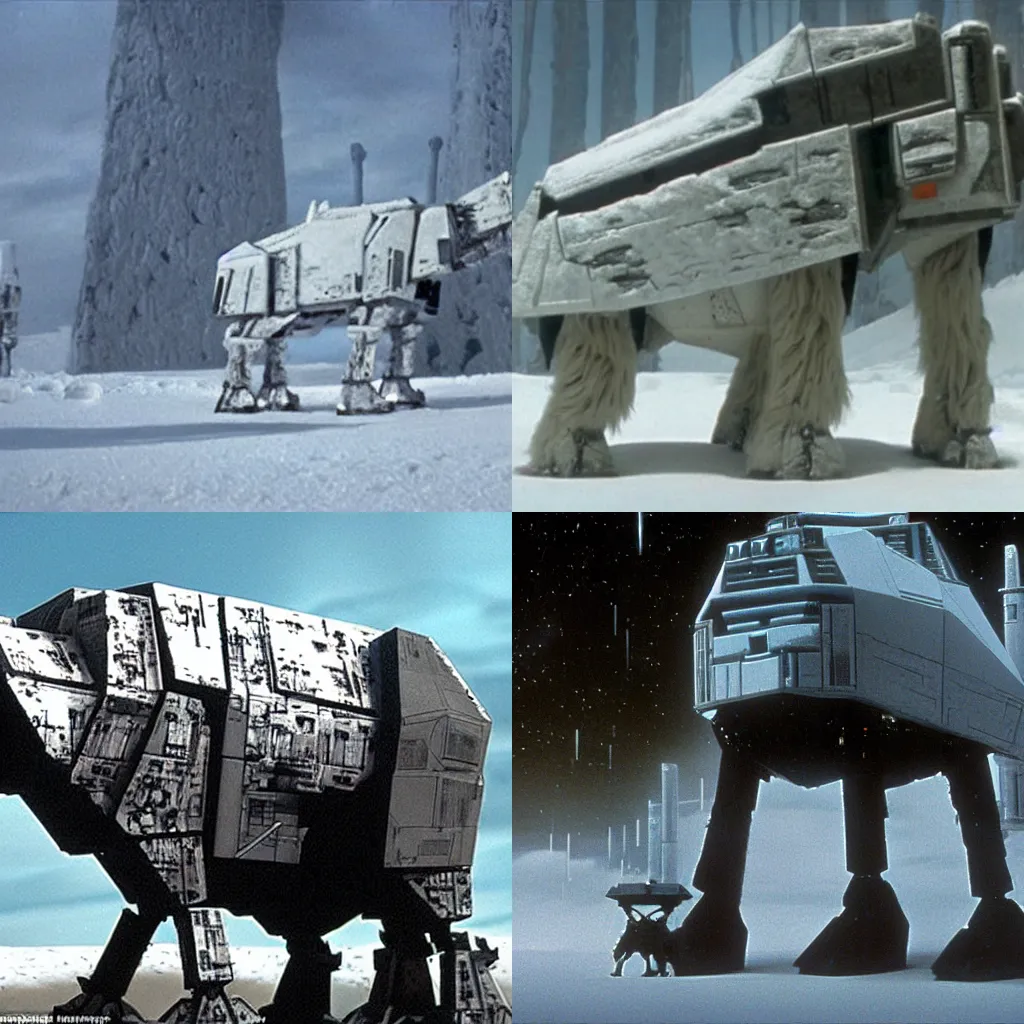 Prompt: a cow shaped AT-AT in the movie The Empire Strikes Back