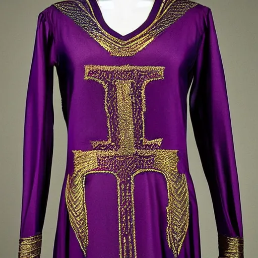 Image similar to Exquisite, Regal, Royal, Tyrian purple gilded medieval byzantine tunic