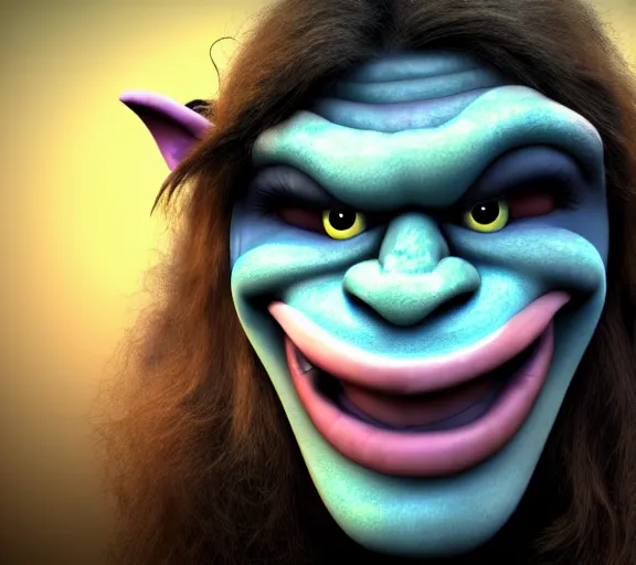 Image similar to photograph of Trollface cosplayer, 8k resolution, high detail, ULTRA REALISTIC VFX, reflections