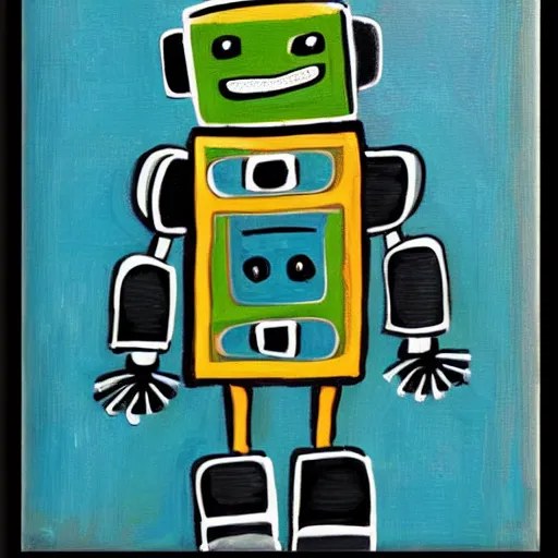 Prompt: cute robot, impasto