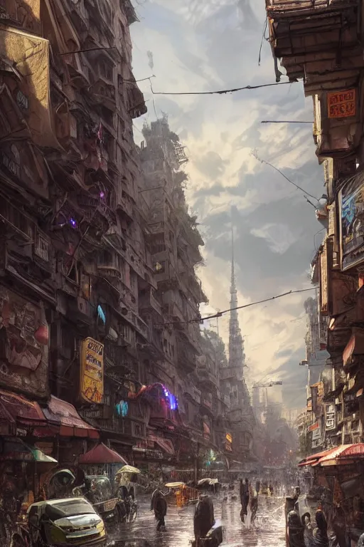 Prompt: ultra realistic illustration and highly detailed digital render of a busy street inside city built by dinosaurs by greg rutkowski and kinkade, highly detailed, vibrant and vivid, smooth, cinematic, high contrast, hdr, 4 k, trending on artstation, unreal engine, hyperrealistic