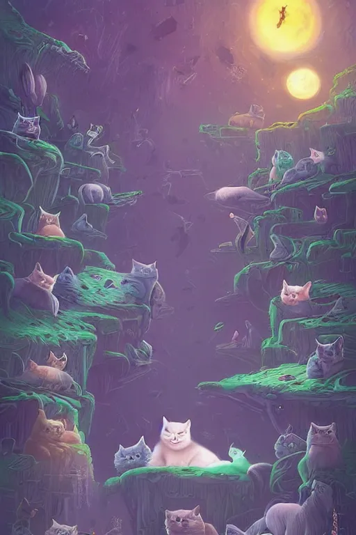 Image similar to dream of a thousand cats by greg rotkowski and andres rocha