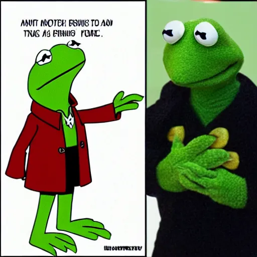 Prompt: kermit the frog as captain picard facepalm meme,