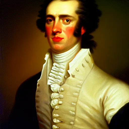 Image similar to head and shoulders portrait painting of a white crocodile wearing a colonial outfit looking off camera, a character portrait, american romanticism, oil on canvas, diffused lighting