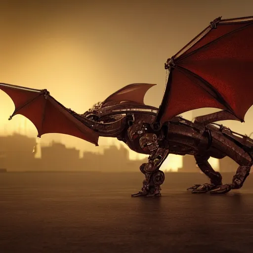 Prompt: a robot similar to a dragon, octane render, 3D