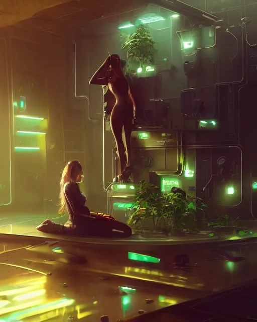 Prompt: Solarpunk gaming PC, futuristic utopia, scifi, by Darren Bartley, Wojtek Fus, Frederic Bennett, green plants, blue light, small room, fine details, atmosphere, glow, extreme realistic, trending on artstation