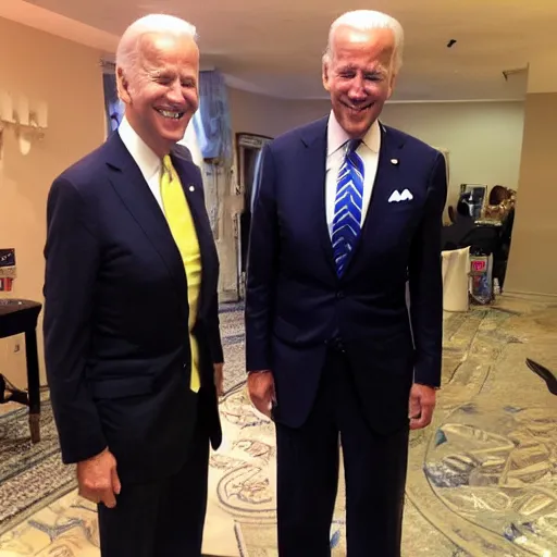 Image similar to joe biden hanging out with raiden from metal gear solid