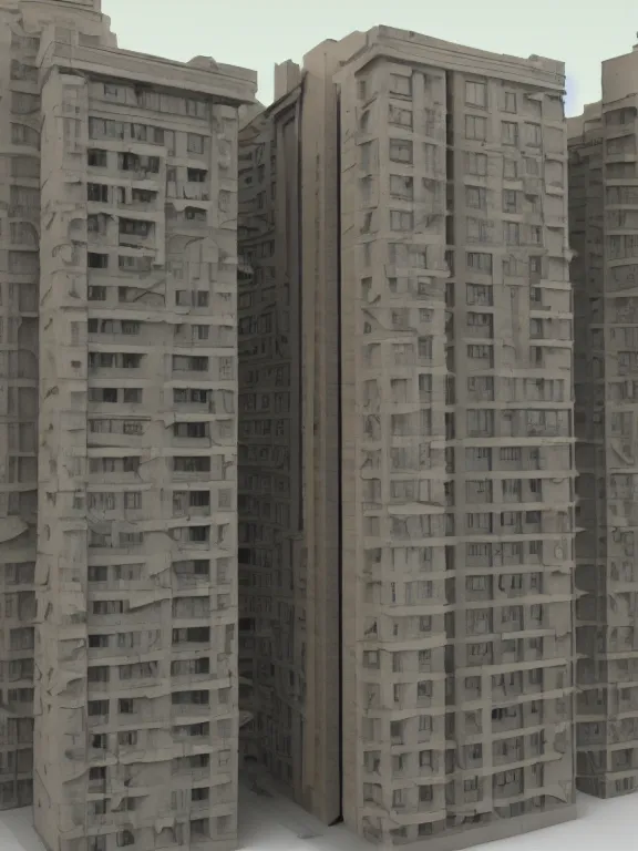 Prompt: a soviet apartment building , beautiful miniature, diorama , 3d render