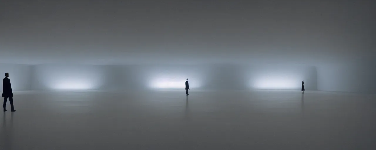 Prompt: a strange huge translucent silicone objects sits in the empty spacious room, film still from the movie directed by denis villeneuve with art direction by zdzisław beksinski, close up, telephoto lens, shallow depth of field