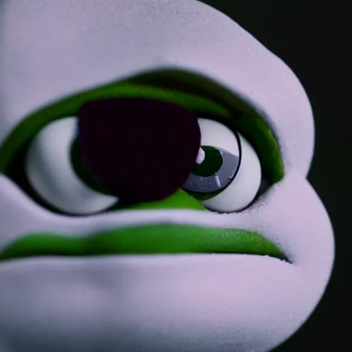 Prompt: a cinematic film still of a claymation stop motion film starring pepe the frog, shallow depth of field, 8 0 mm, f 1. 8