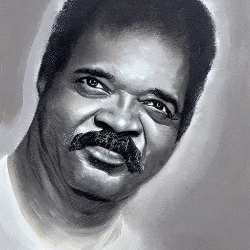 Prompt: without glasses, without mustache brazilian 1 9 8 0's singer tim maia, portrait artwork by craig mullins, without glasses, without mustache