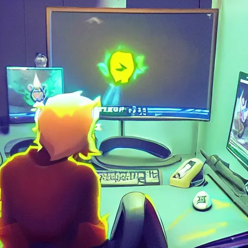 Image similar to korok from team liquid dota 2 smashes his monitor in rage