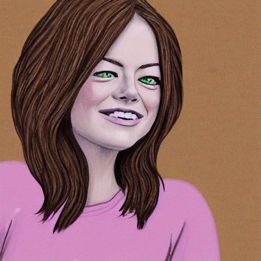 Image similar to childrens drawing of emma stone,