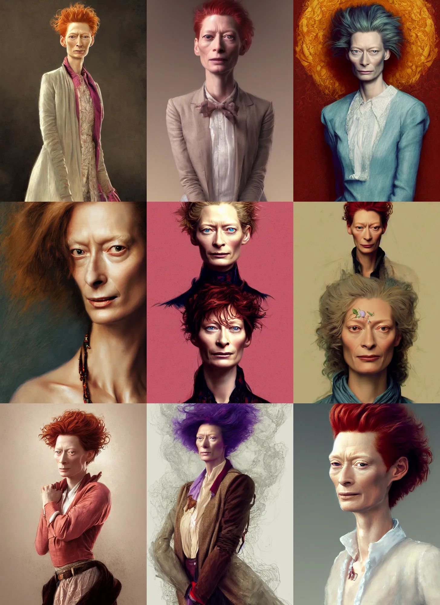 Prompt: formal portrait of beautiful tilda swinton as claire standish from the breakfast club. digital art by eugene de blaas, ross tran, and nasreddine dinet, vibrant color scheme, intricately detailed, in the style of romanticism, cinematic, artstation, greg rutkowski