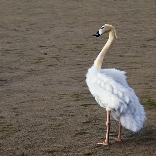 Image similar to photo of a hybrid between a swan and a donkey