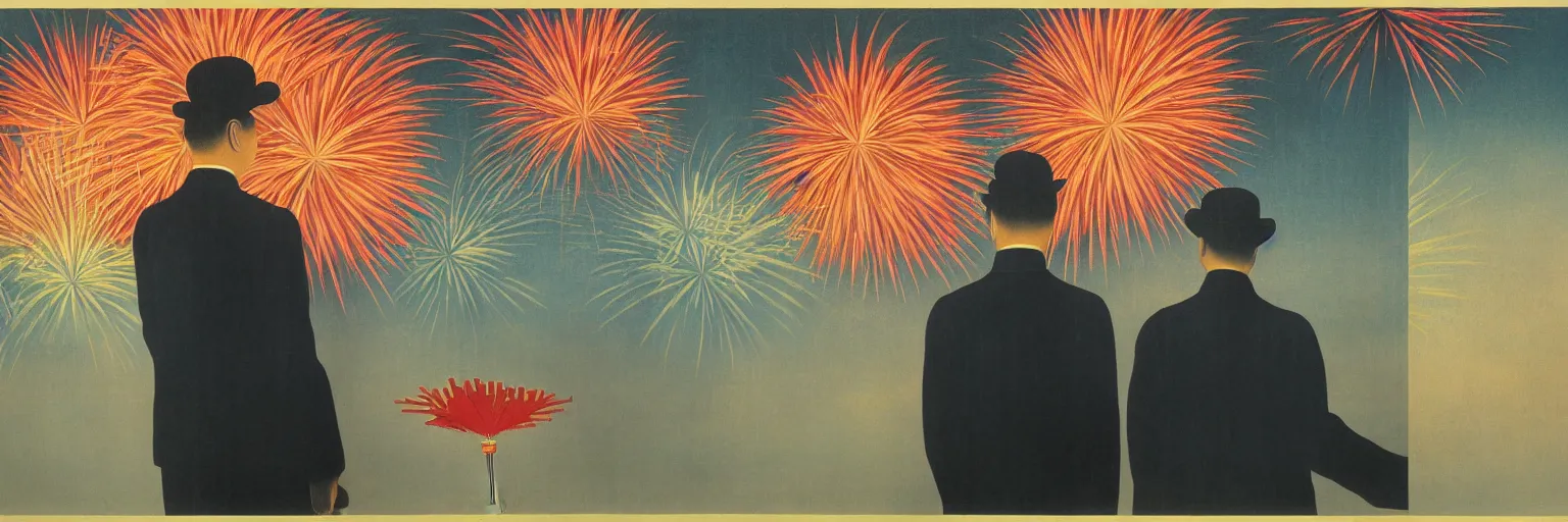 Image similar to chinese fireworks painting magritte