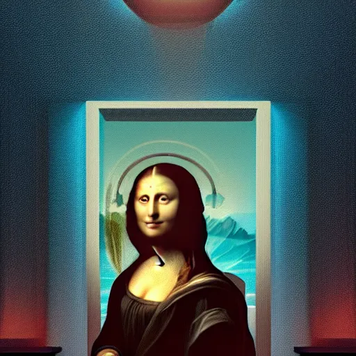 Prompt: Nicola Tesla listening music with headphones in the style of mona lisa, very coherent symmetrical artwork, cinematic, hyper realism, high detail, octane render, unreal engine, 8k, Vibrant colors, Smooth gradients, High contrast, trending on artstation
