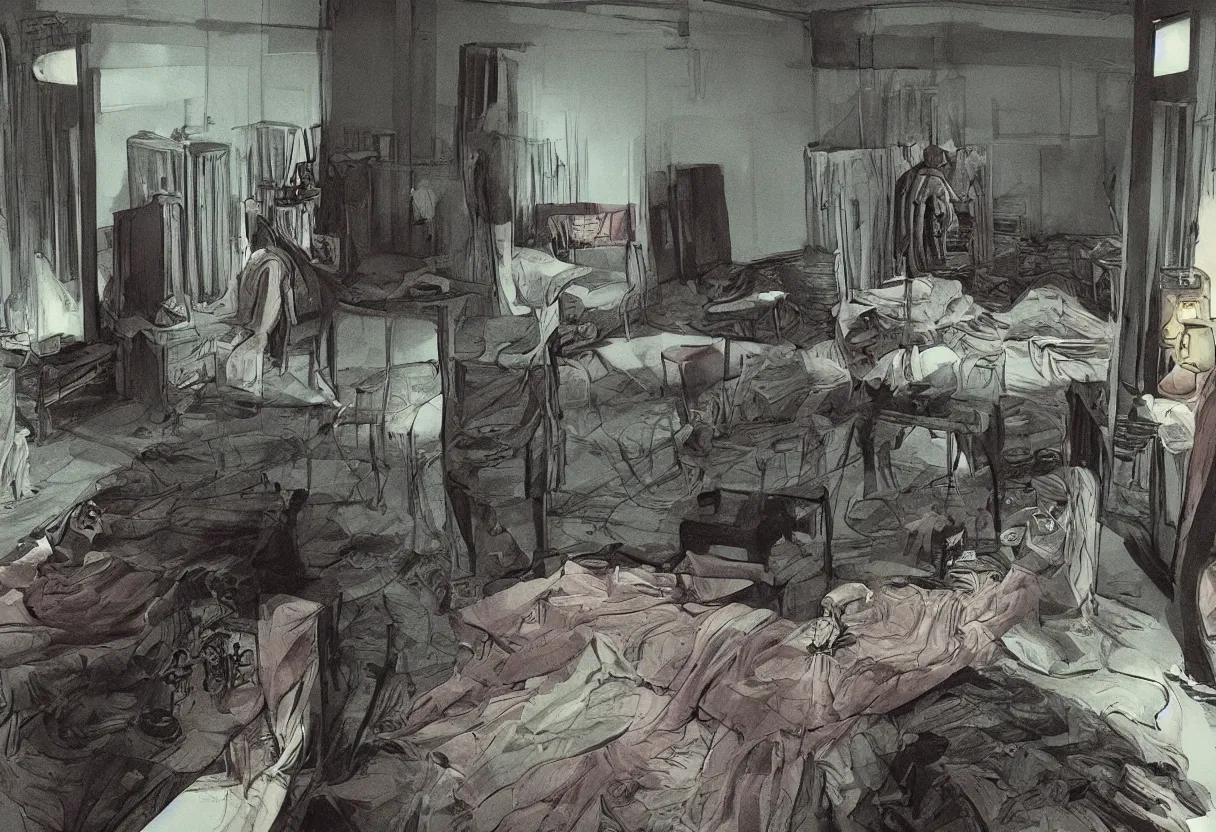 Prompt: high quality high detail cinematic graphic novel by gregory crewdson and francis bacon