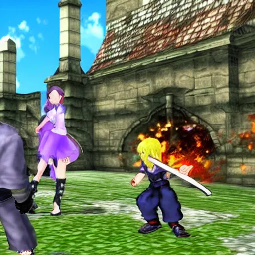 Prompt: JRPG game with ps1 graphics