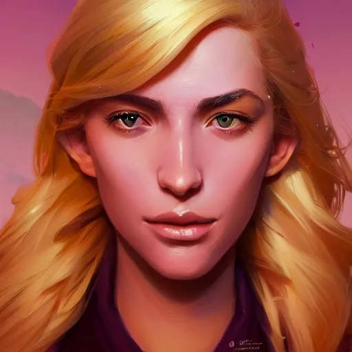 Image similar to beautiful blond woman portrait, maya ali mage, gloomhaven, dynamic lighting, gaudy colors, octane render aesthetic, matte painting concept art, official fanart behance hd artstation by jesper ejsing, by rhads and makoto shinkai and lois van baarle and ilya kuvshinov and rossdraws