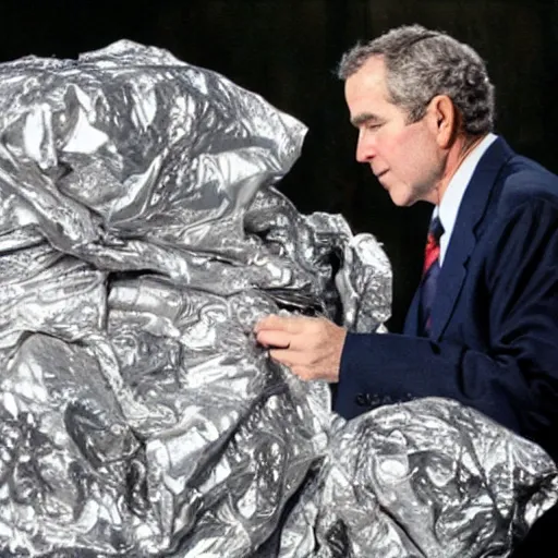 Image similar to george bush magician wearing tinfoil hat