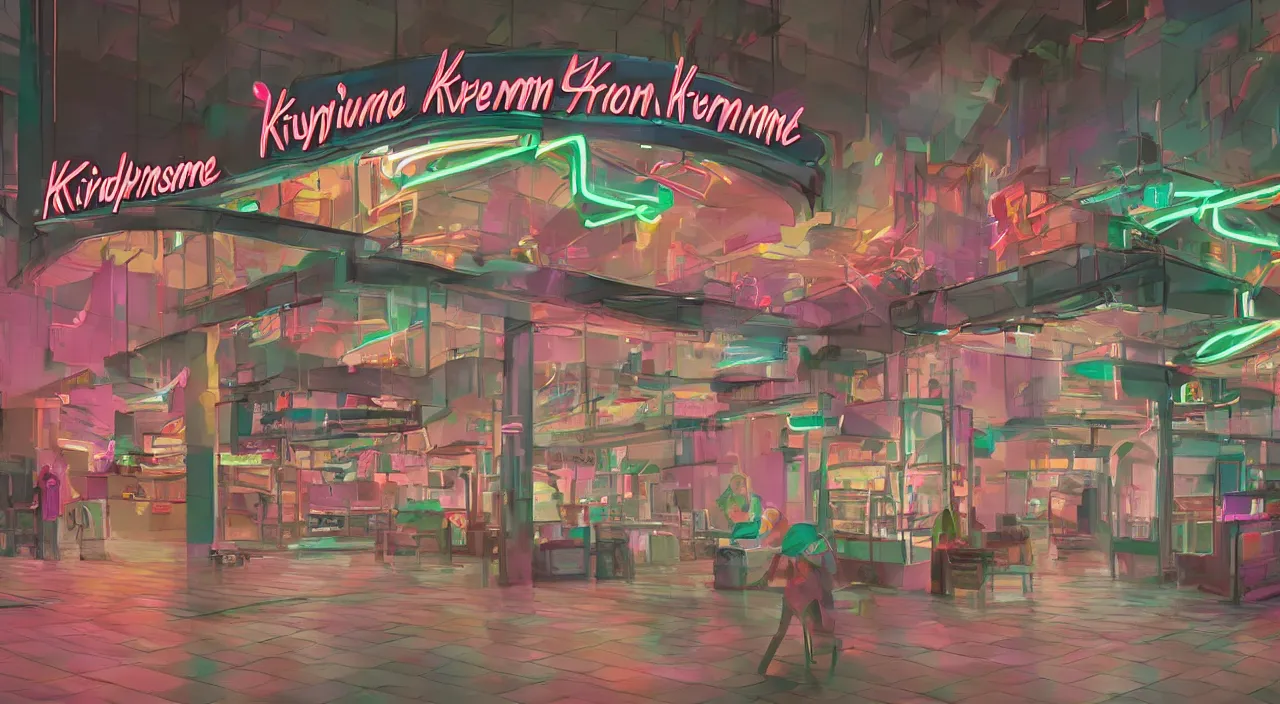 Image similar to Krispy Kreme storm vivid colorful Hyperrealistic CGI Photorealistic cinematic volume lighting fanart from the toilet in which women in bikinis dwell on a freight elevator covered in Krispy Kreme donuts