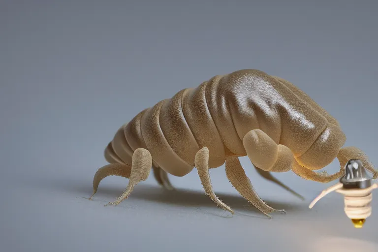 Prompt: a white grub with big scary mandibles and a lightbulb on its tail, high resolution film still, HDR color, 8k