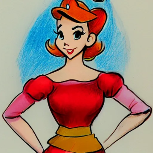 Image similar to milt kahl sketch of victoria justice as princess peach from the Super Mario games