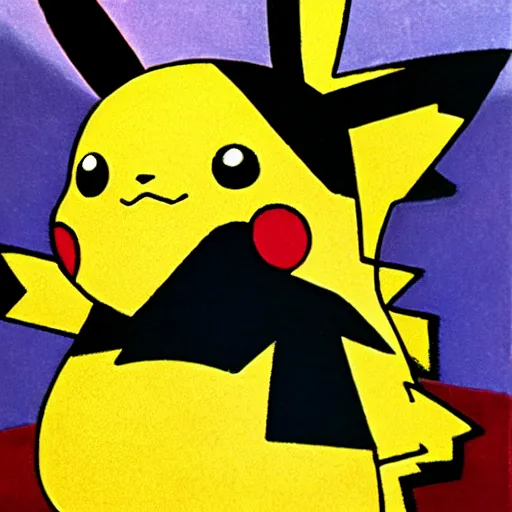 Prompt: pikachu, painted by rene magritte