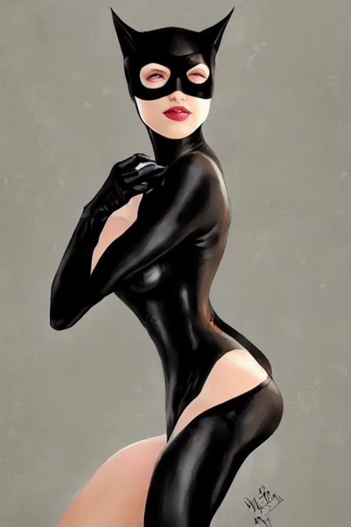 Image similar to beautiful aesthetic portrait of Catwoman by wlop and Julia Razumova on artstation