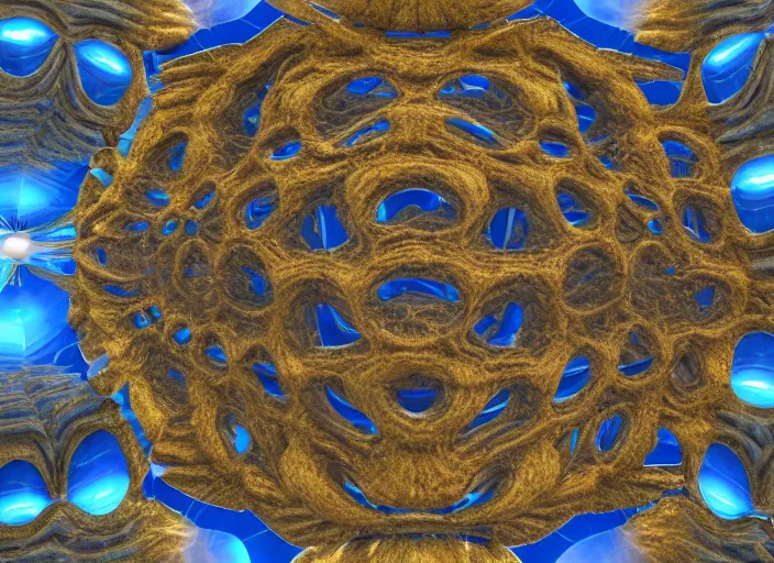 Prompt: a mandelbulb 3 d fractal, in the style of gary webb, 8 k, symmetrical, artstation,