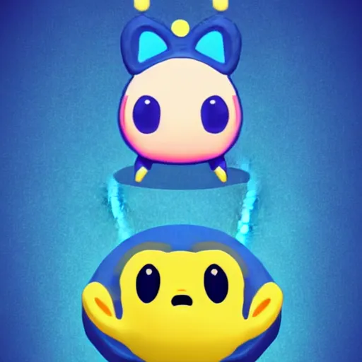 Image similar to stylized posterized 3 d render of tamagotchi with mametchi in a lonely void