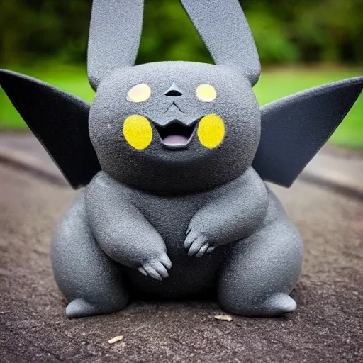 Image similar to Pikachu Sculpture made out of asphalt