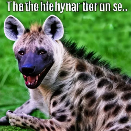Image similar to a meme including a hyena