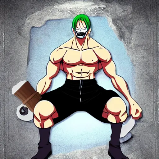 Image similar to the rock in the style of one piece anime