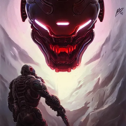 Image similar to doom eternal, mutant, tubes fused with the body, front view, painted by stanley lau, painted by greg rutkowski, painted by stanley, artgerm, masterpiece, digital art, trending on arts